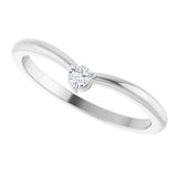 14K White .06 CT Natural Diamond Stackable V Ring