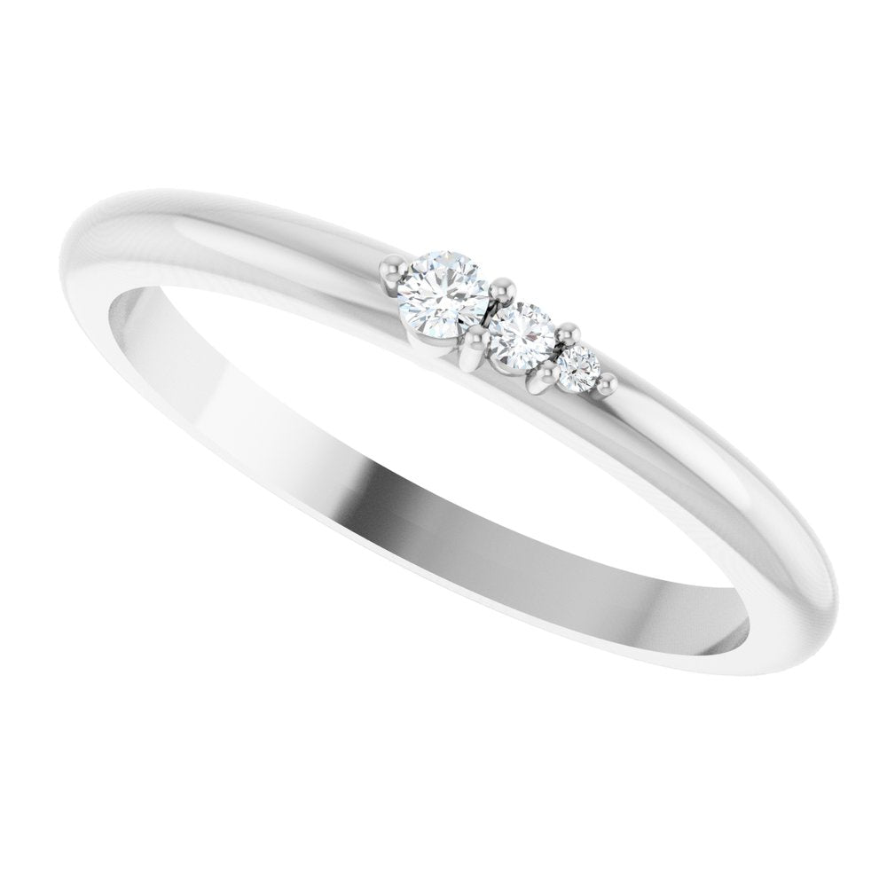 14K White .05 CTW Natural Diamond Graduated Stackable Ring