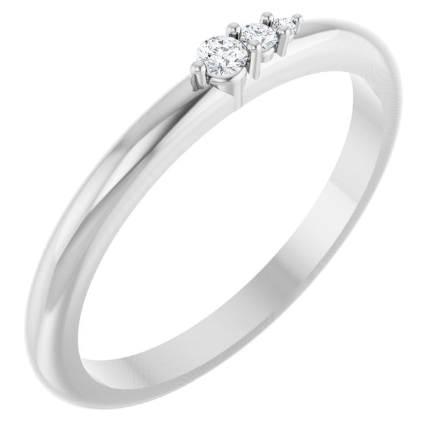 14K White .05 CTW Natural Diamond Graduated Stackable Ring