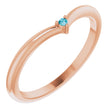 14K Rose Gold Natural London Blue Topaz Stackable V Ring