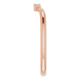 14K Rose Gold Natural London Blue Topaz Stackable V Ring