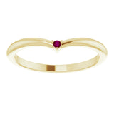 14K Yellow Natural Rhodolite Garnet Stackable V Ring