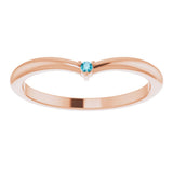 14K Rose Gold Natural London Blue Topaz Stackable V Ring
