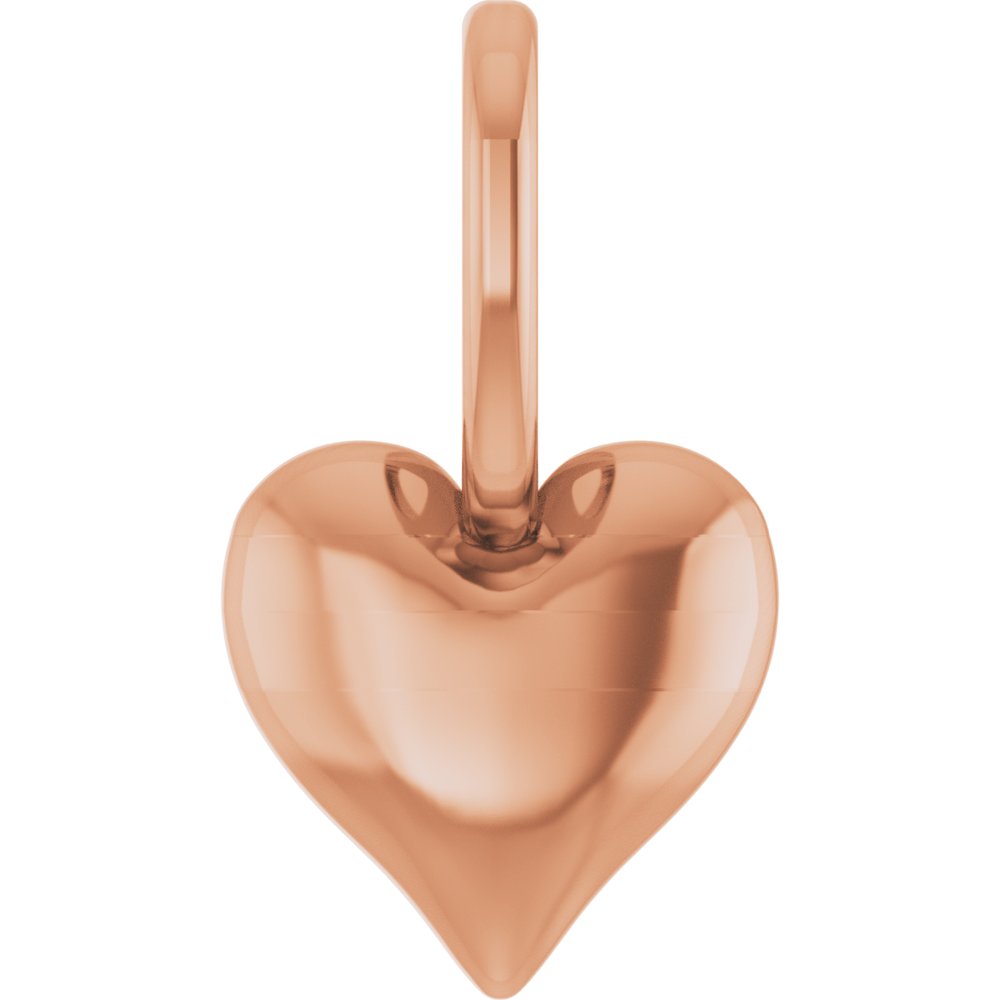 14K Rose Puffy Heart Charm/Pendant