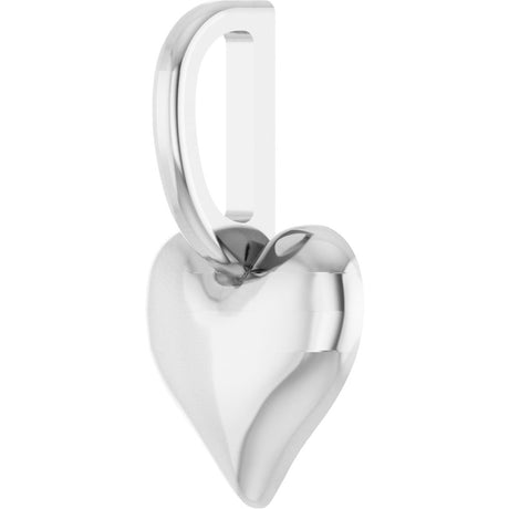 14K White Gold Puffed Heart Charm/Pendant