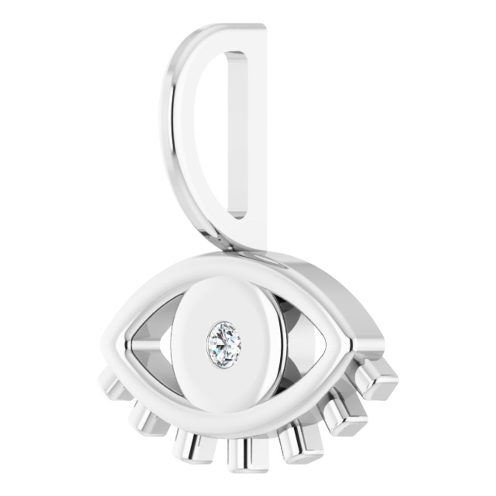 Sterling Silver .02 CT Natural Diamond Evil Eye Charm/Pendant 