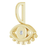 14K Yellow .02 CT Natural Diamond Evil Eye Charm/Pendant