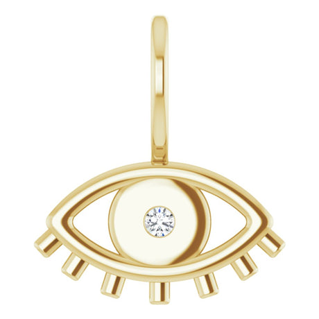 14K Yellow .02 CT Natural Diamond Evil Eye Charm/Pendant 