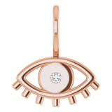 14K Rose Gold .02 CT Natural Diamond Evil Eye Charm/Pendant 