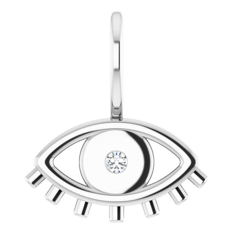 14K White .02 CT Natural Diamond Evil Eye Charm/Pendant 