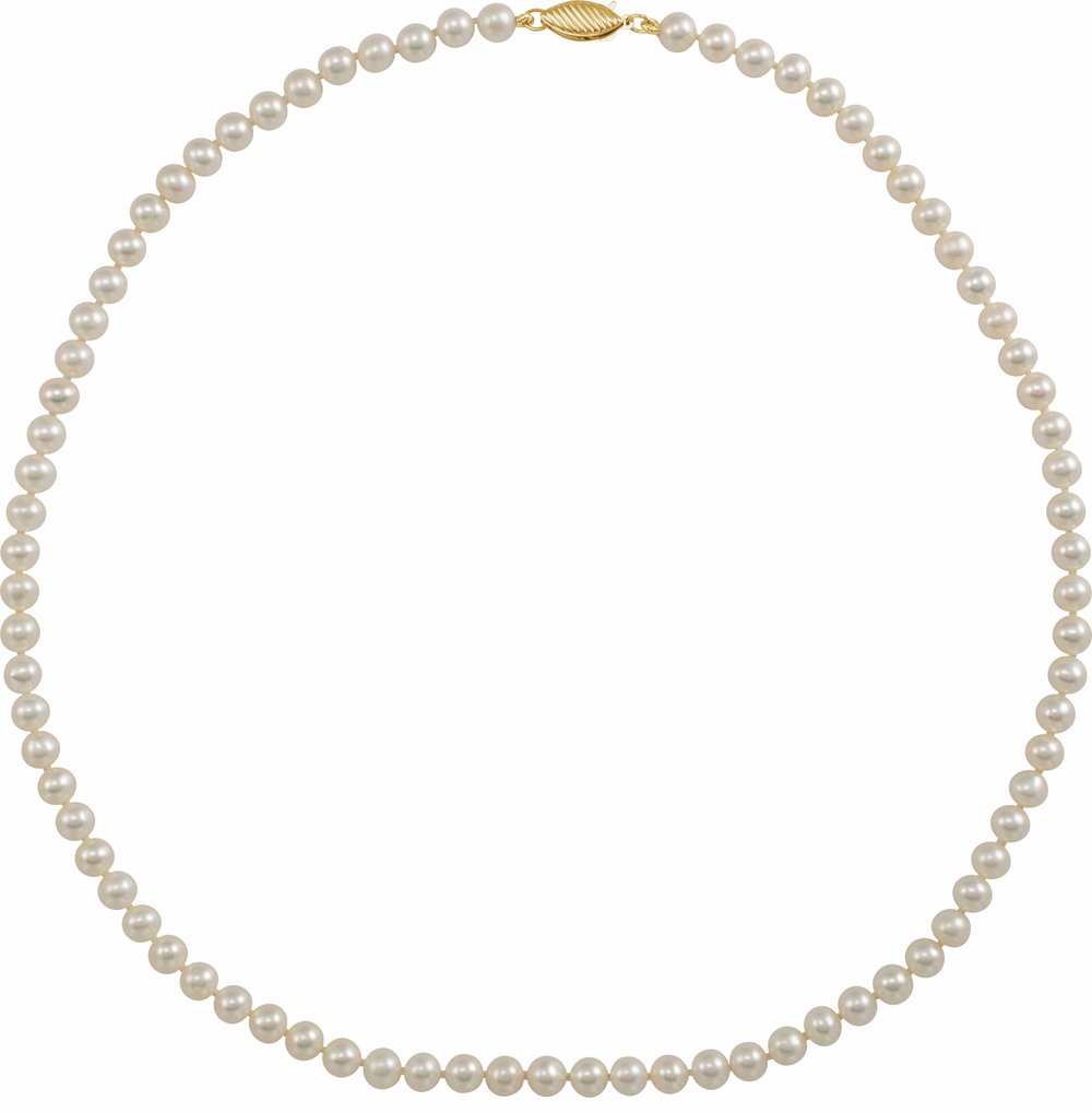 14K Yellow Cultured White Freshwater Pearl 16" Necklace