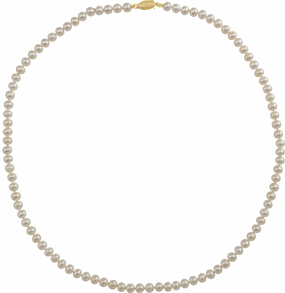 14K Yellow Cultured White Freshwater Pearl 18" Necklace