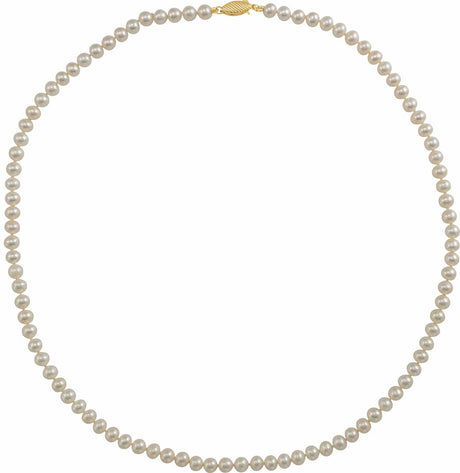 14K Yellow Cultured White Freshwater Pearl 18" Necklace