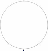 14K White Natural Blue Sapphire 16" Necklace