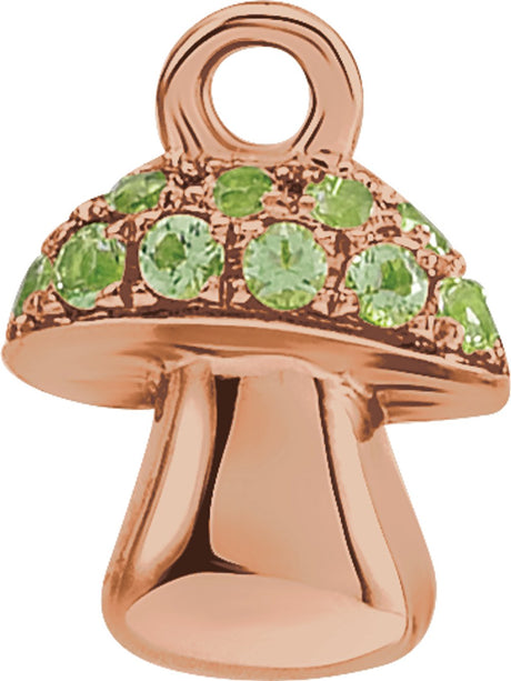 14K Rose Petite Pavé™ Natural Peridot Mushroom Dangle