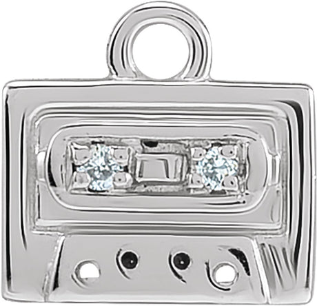 14K White Petite Pavé™ .01 CTW Natural Diamond Radio Cassette Dangle