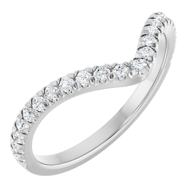 14K White 1/3 CTW Lab-Grown Diamond French-Set Contour Band