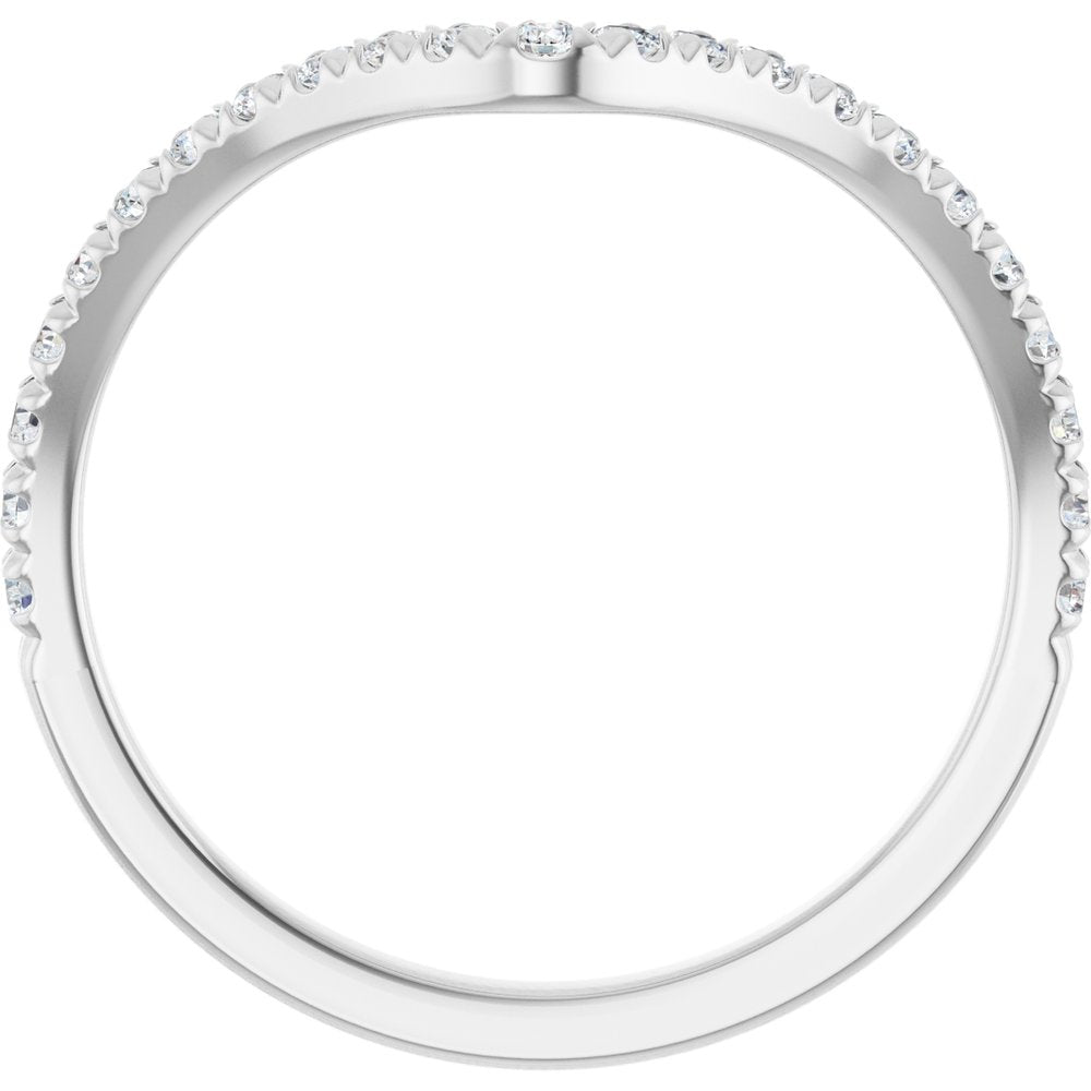 14K White 1/3 CTW Natural Diamond Contour French-Set Band