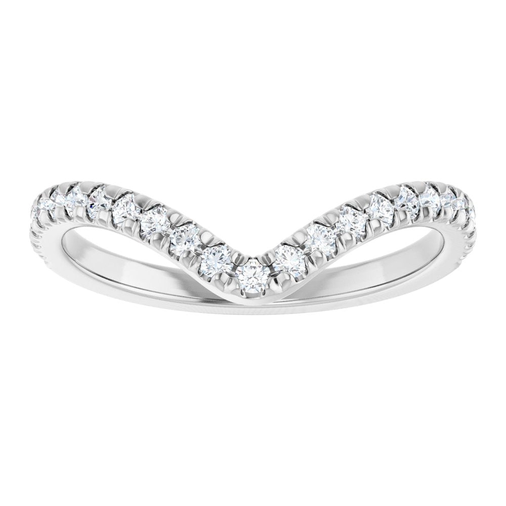 14K White 1/3 CTW Natural Diamond Contour French-Set Band