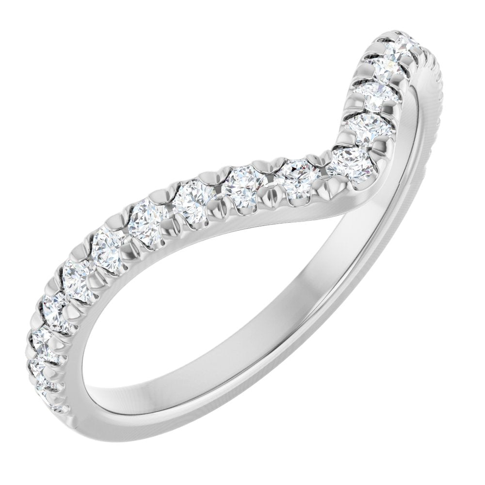 14K White 1/3 CTW Natural Diamond Contour French-Set Band