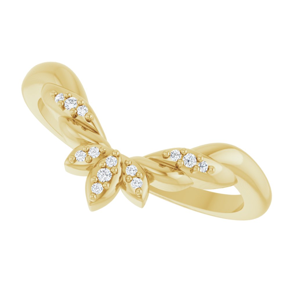 14K Yellow .03 CTW Natural Diamond Floral-Inspired Contour Band