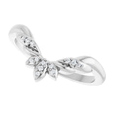 14K White .03 CTW Natural Diamond Floral-Inspired Contour Band