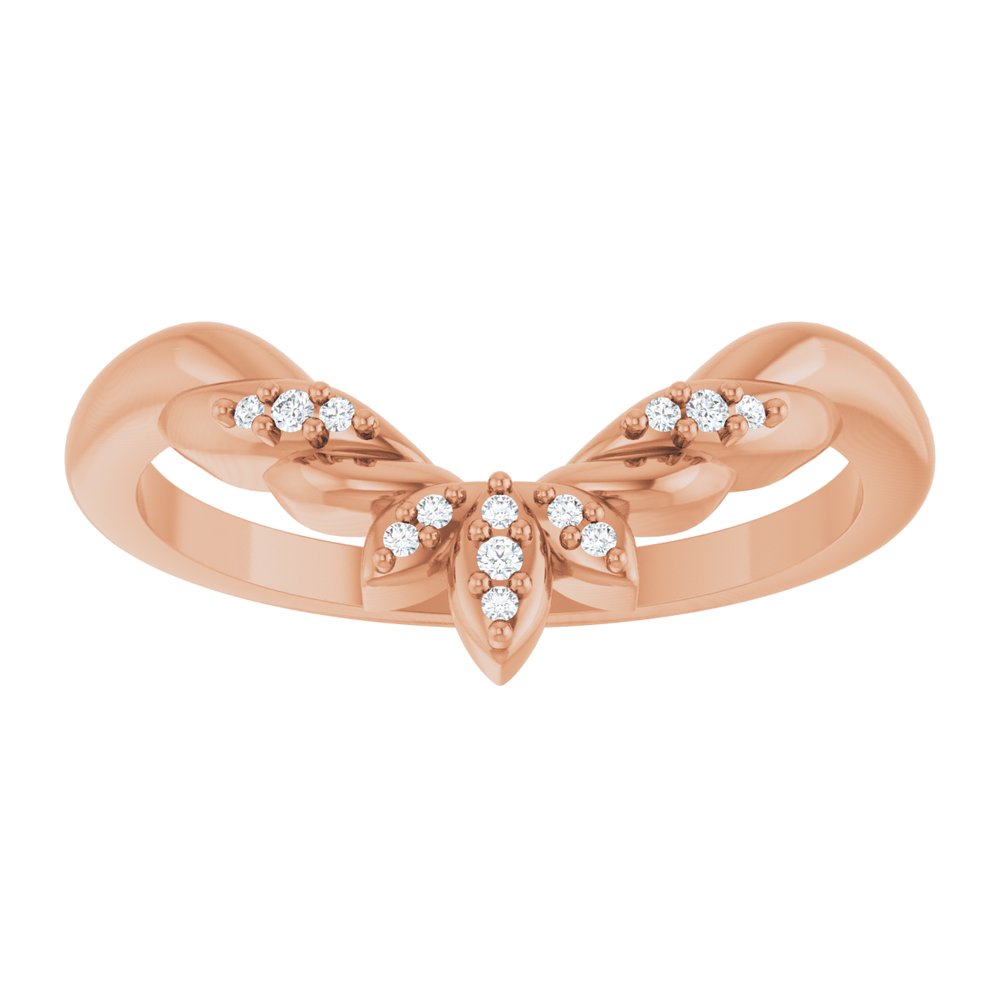 14K Rose .03 CTW Natural Diamond Floral-Inspired Contour Band