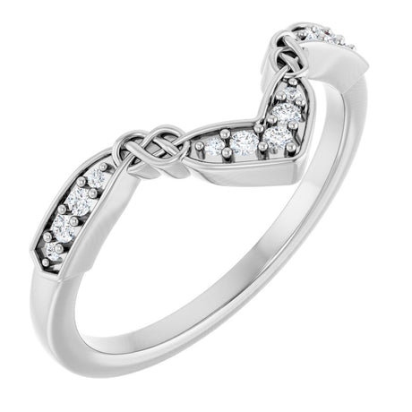 14K White .08 CTW Natural Diamond Celtic-Inspired Contour Band