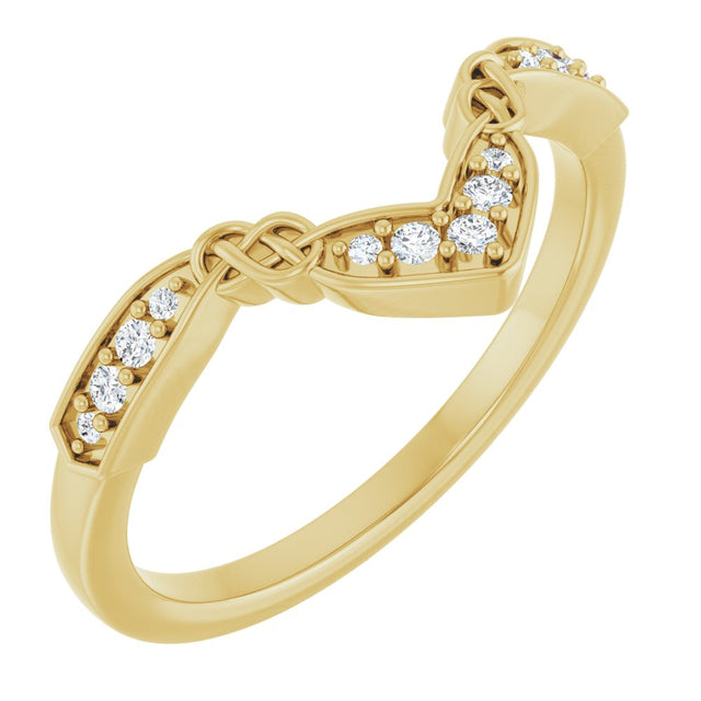 14K Yellow .08 CTW Natural Diamond Celtic-Inspired Contour Band