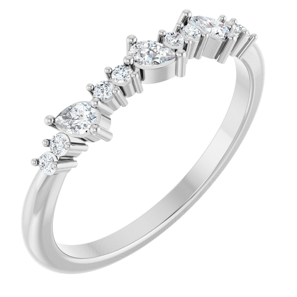 14K White Gold 1/4 CTW Natural Diamond Asymmetrical Anniversary Band