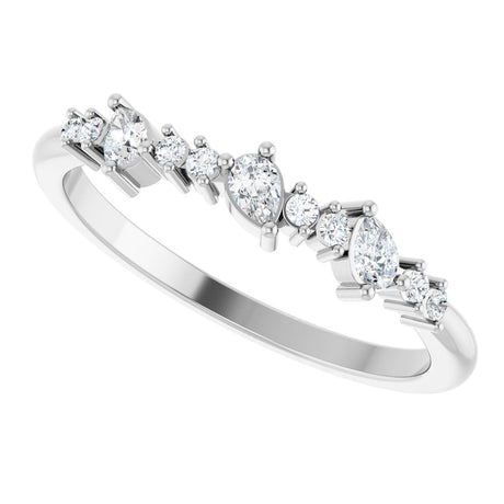 14K White Gold 1/4 CTW Natural Diamond Asymmetrical Anniversary Band