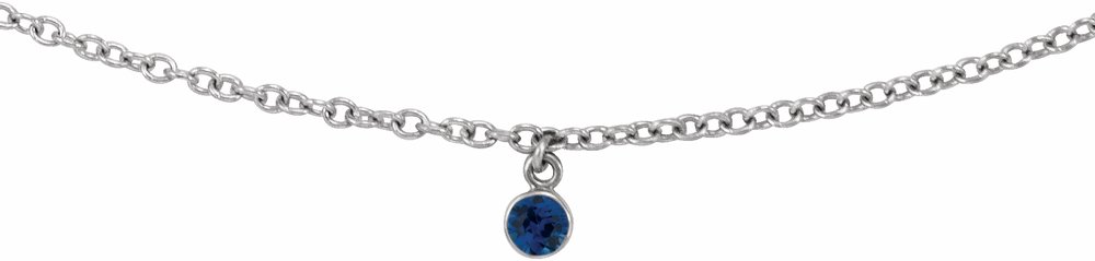 14K White Natural Blue Sapphire 16" Necklace