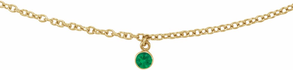 14K Yellow Natural Emerald 16" Necklace