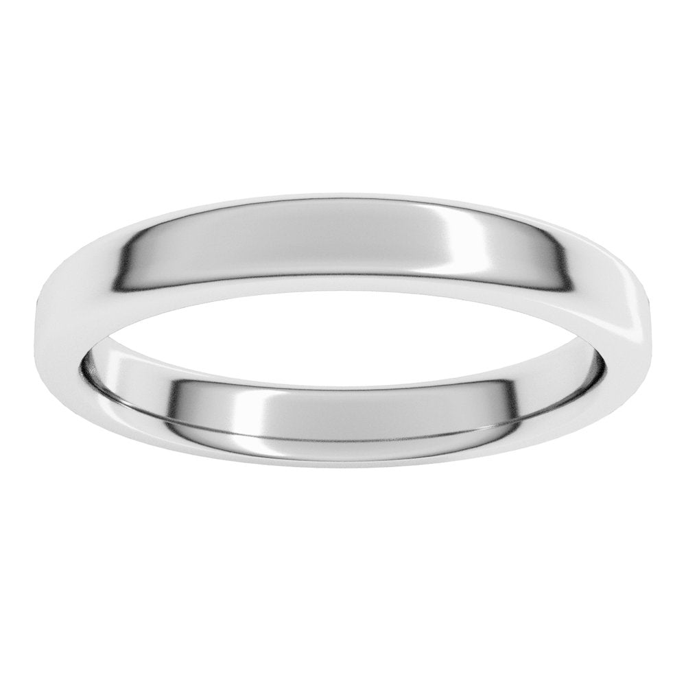 14K White Gold 3 mm Round-Edge Comfort-Fit Flat Band Size 6.5