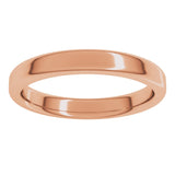 10K Rose 3 mm Round-Edge Comfort-Fit Flat Band Size 5