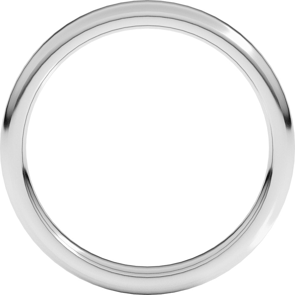 14K White Gold 3 mm Round-Edge Comfort-Fit Flat Band Size 6.5