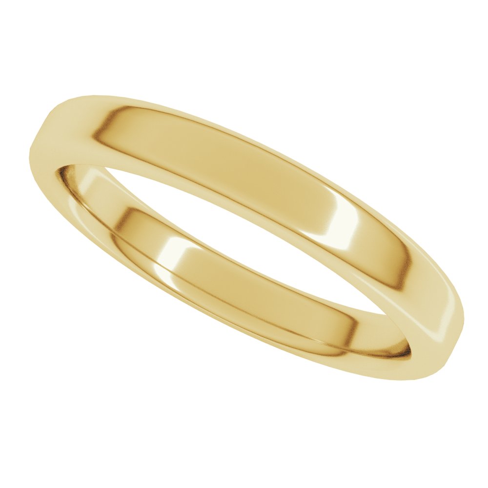 14K Yellow 3 mm Round-Edge Comfort-Fit Flat Band