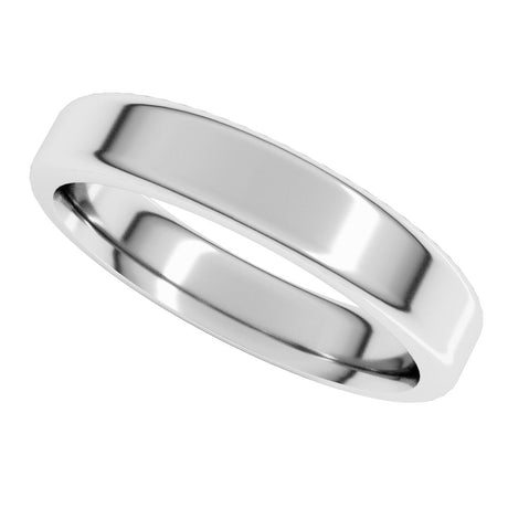 14K White 4 mm Round-Edge Comfort-Fit Flat Band Size 6.5
