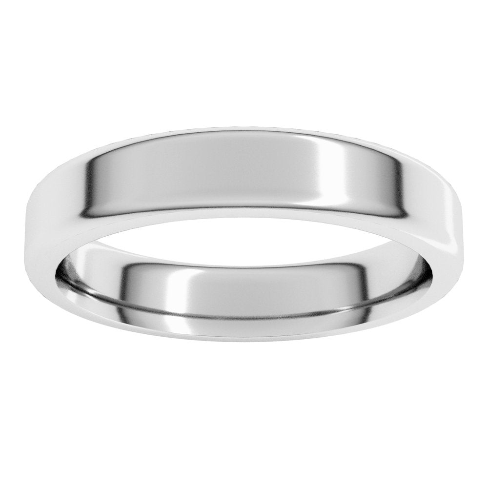 14K White 4 mm Round-Edge Comfort-Fit Flat Band Size 6.5
