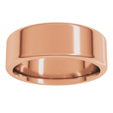 14K Rose Gold 7 mm Round-Edge Comfort-Fit Flat Band Size 8