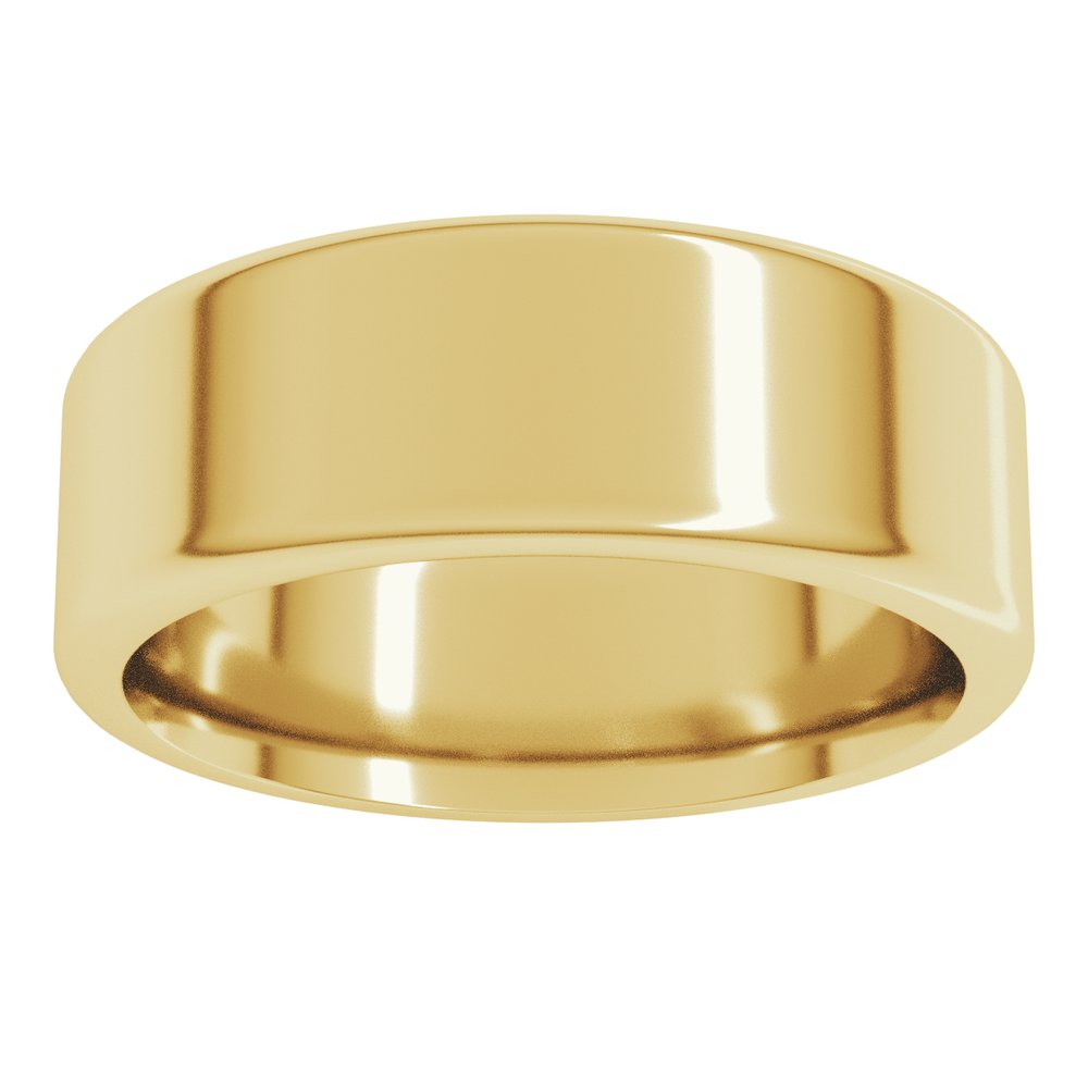 14K Yellow 7 mm Round-Edge  Comfort-Fit Flat Band