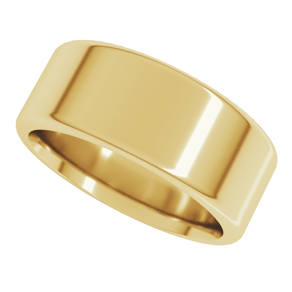 14K Yellow 8 mm Flat Comfort Fit Round Edge Band