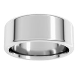 14K White 8 mm Round-Edge Comfort-Fit Flat Band Size 7