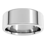 14K White Gold 8 mm Round-Edge Comfort-Fit Flat Band Size 7