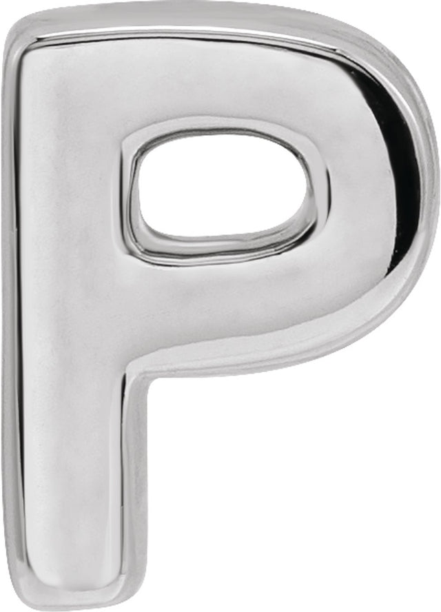 14K White Block Initial P Slide Pendant