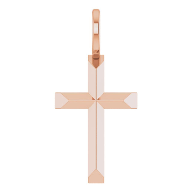 14K Rose Knife-Edge Cross Pendant