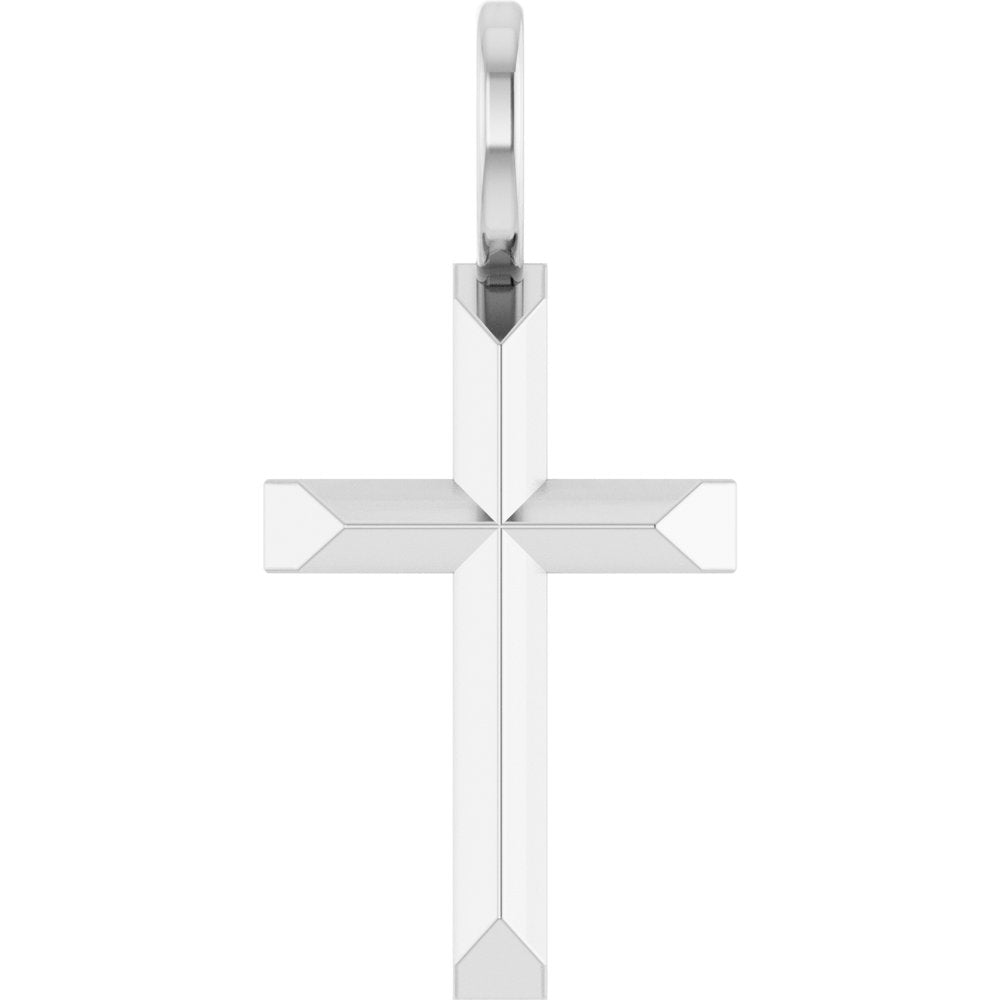14K White Knife-Edge Cross Pendant
