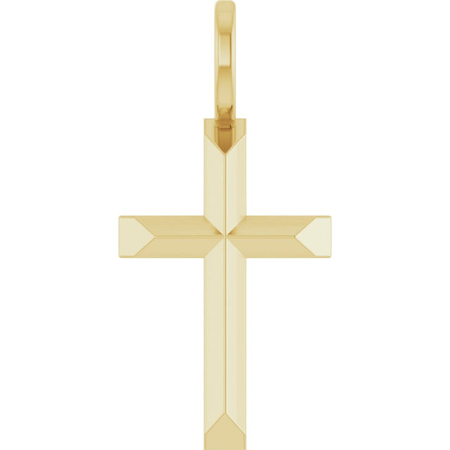 14K Yellow Gold Knife-Edge Cross Charm/Pendant