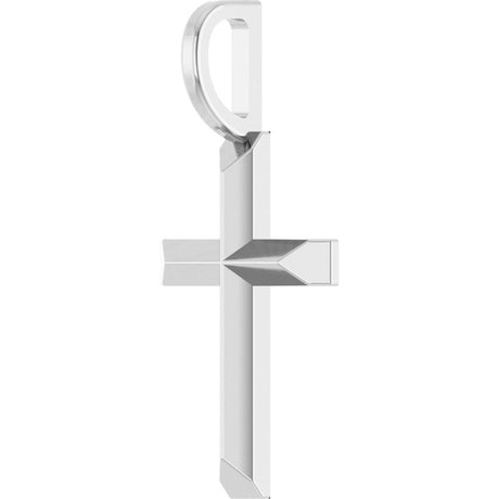 14K White Knife-Edge Cross Pendant
