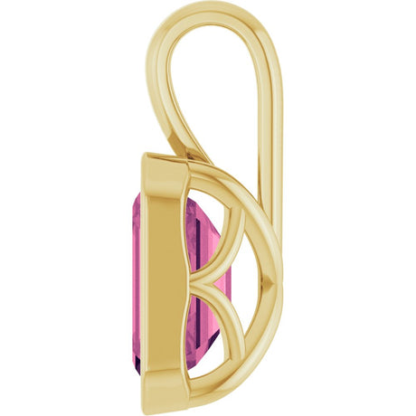 14K Yellow Gold Natural Pink Tourmaline Pendant